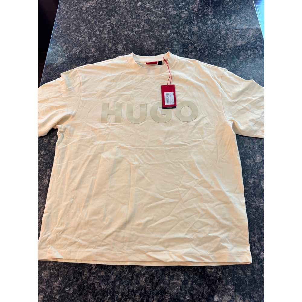 HUGO Hugo Boss Mens Dinkee Logo T-Shirt Open White Cream 50525765 New L